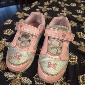 Girls' Pink and Silver Sparkle Bow Sneakers - Kids